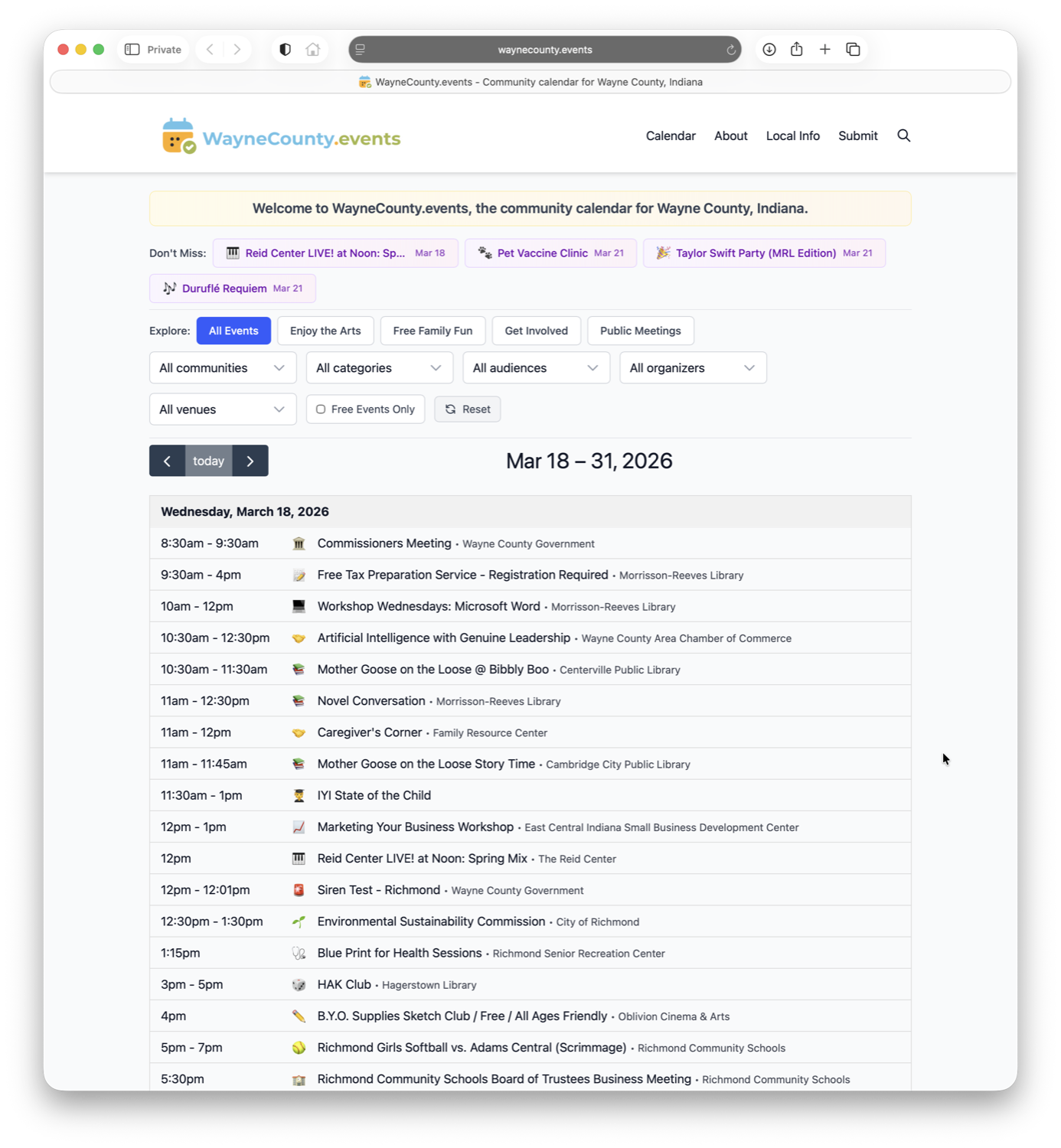 WayneCounty.events screenshot